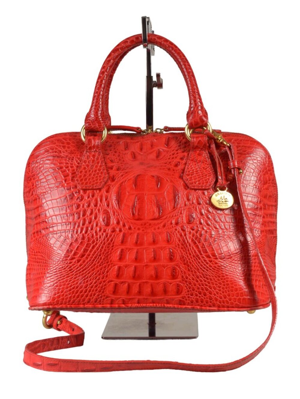 Brahmin Large Duxbury Satchel Crossbody in Bright Red Melbourne